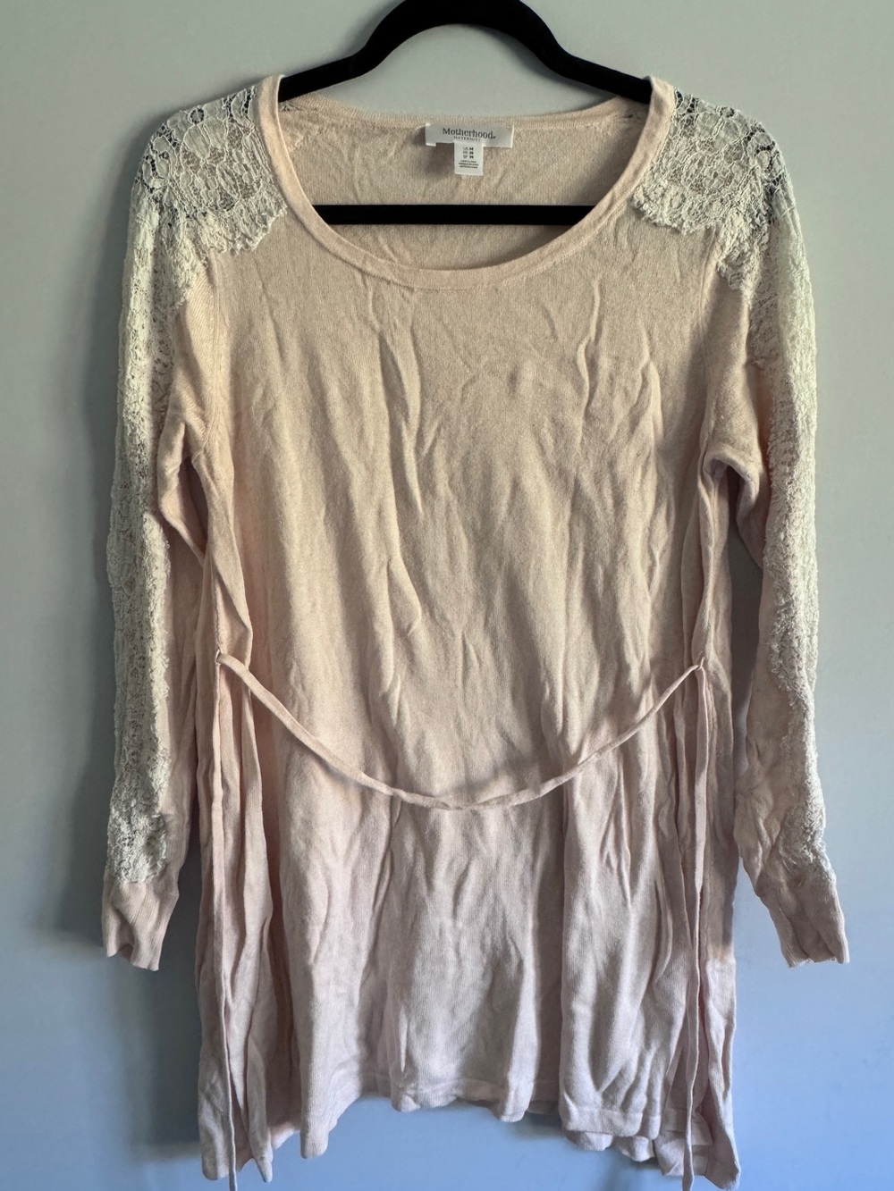 Blush Lace-Shoulder Maternity Tunic Sweater